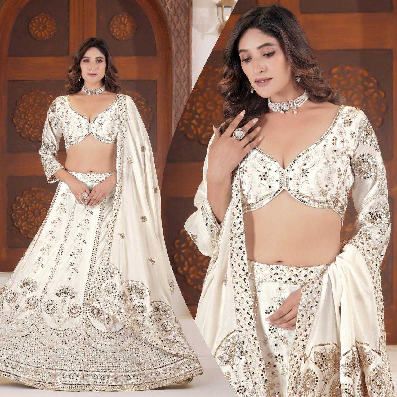 Chinon Silk Designer Sequins Lehenga Outfits